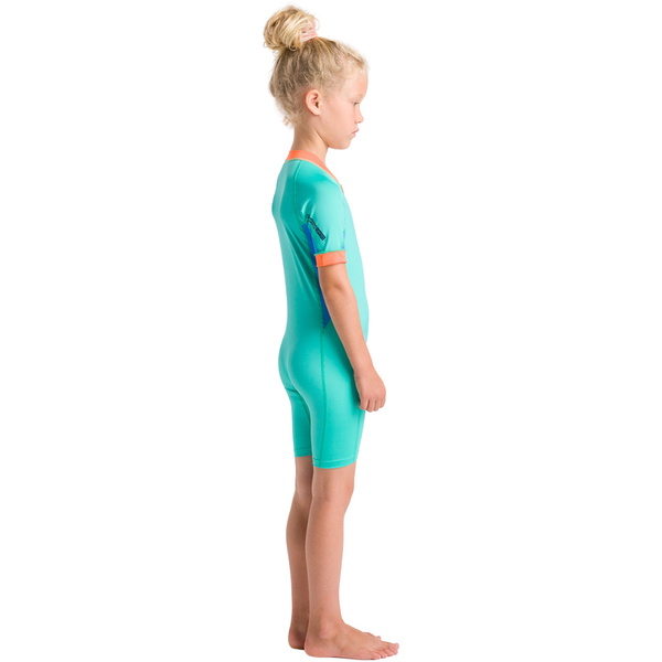 2026 C-Skins Junior Nuwave UV Surf Suit C-NLYSUNSH - Aqua / Orange / Green